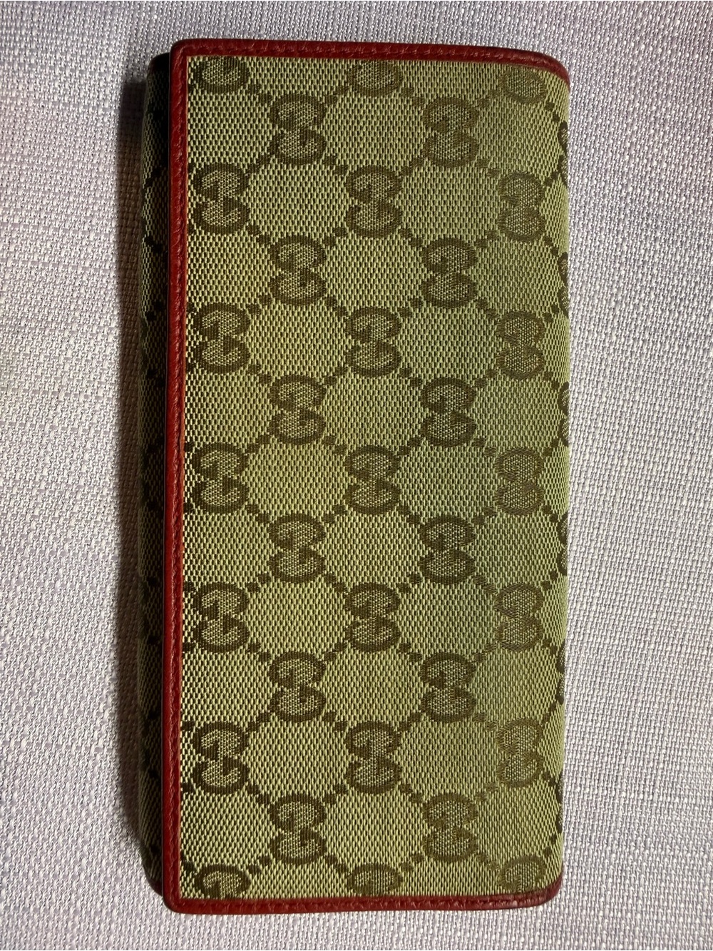 Gucci Monogram Long Card Holder with Red Trim